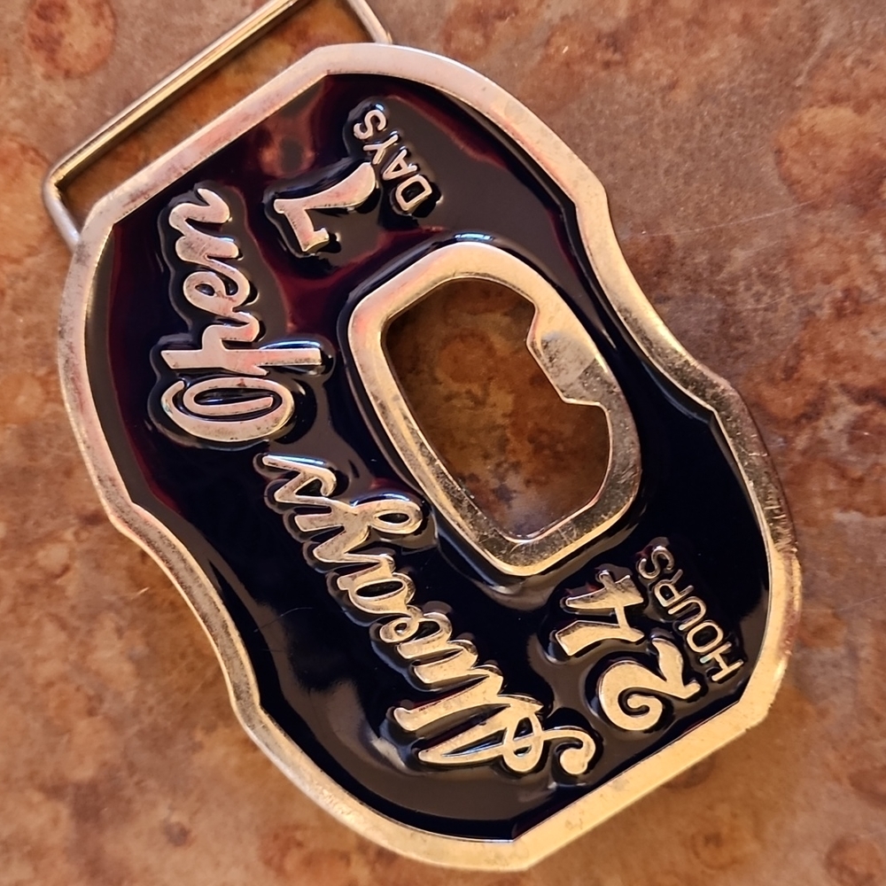 "Always Open 24/7" Cheeky Belt Button/ BOTTLE OPENER